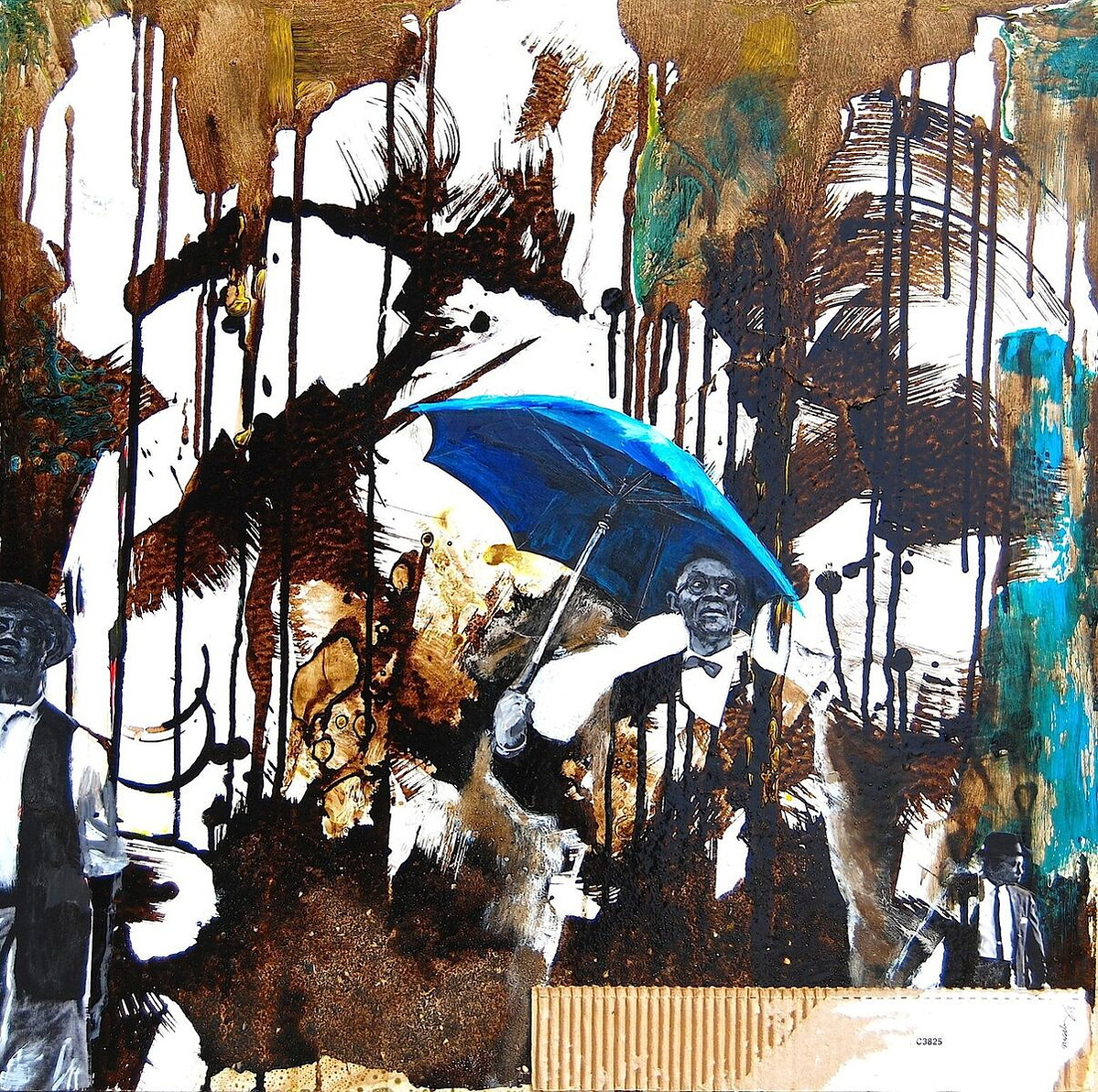 oil wood stain and collage
Michael Massenbirg Collage Assemblage artist African American diaspora contemporary art Los Angeles USA figurative Inglewood